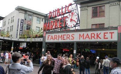 Entrance to the Public Market Center/Pike Place Market — U.S. Historical District. Click for full size. Entrance to the Public Market Center/Pike Place Market — U.S. Historical District image. Click for full size.