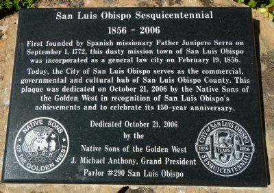San Luis Obispo Sesquicentennial Marker image. Click for full size.