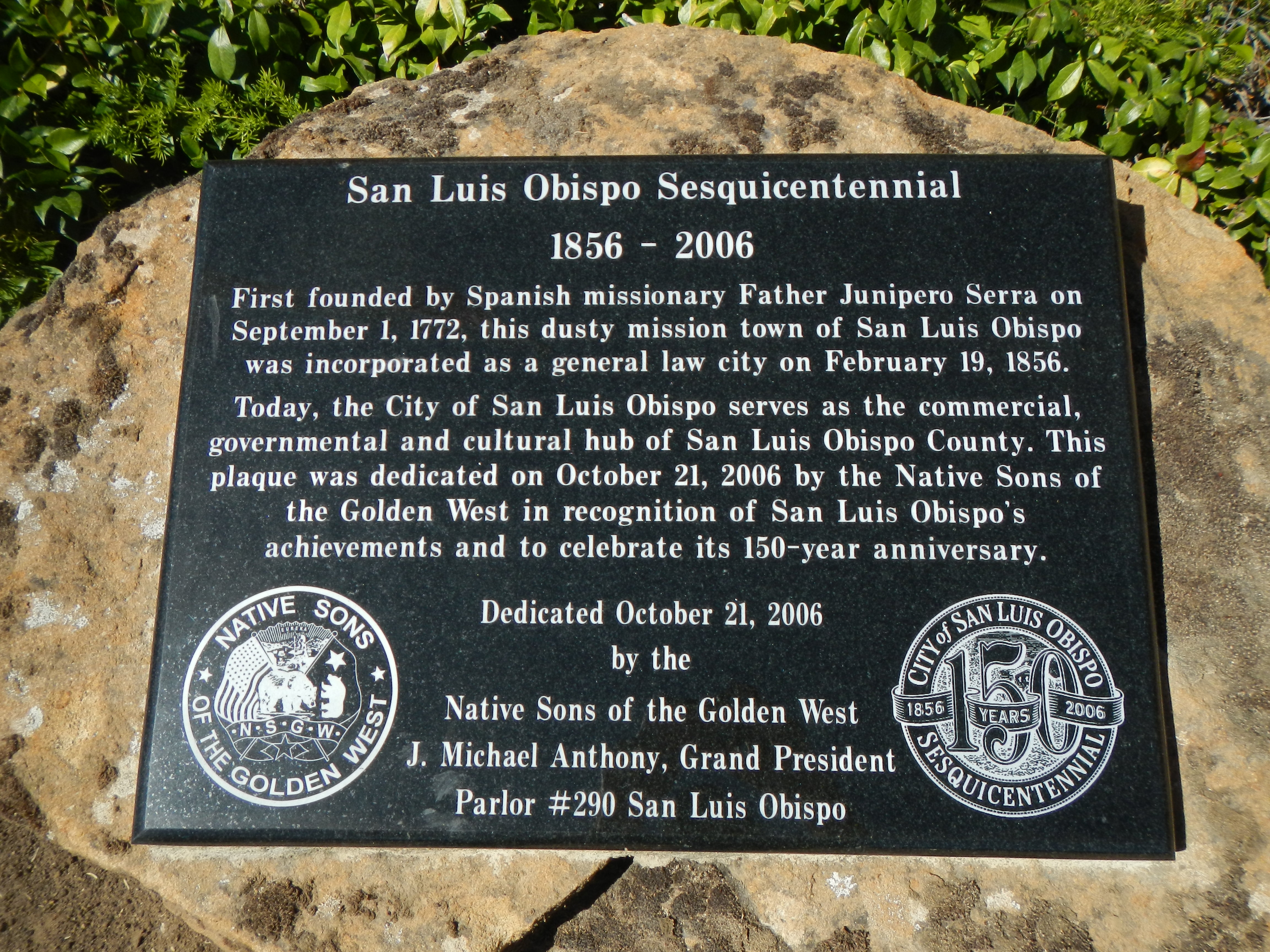 San Luis Obispo Sesquicentennial Marker