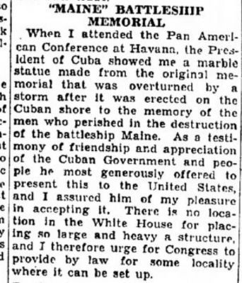 1928 remarks by President Coolidge about the monument.. Click for full size. 1928 remarks by President Coolidge about the monument. image. Click for full size.