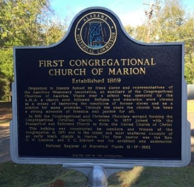 First Congregational Church of Marion Marker image. Click for full size.