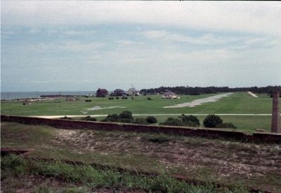 Officer’s Row seen from the parapets of Fort Morgan, 1988.. Click for full size. Officer’s Row seen from the parapets of Fort Morgan, 1988. image. Click for full size.