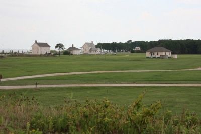 Officers Row seen from the parapets of Fort Morgan, 2013. image. Click for full size.