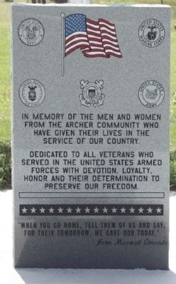 Archer Veterans Marker image. Click for full size.