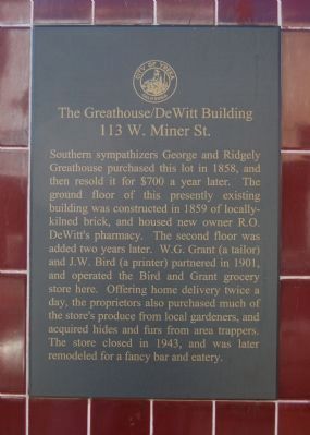 The Greathouse/DeWitt Building Marker image. Click for full size.