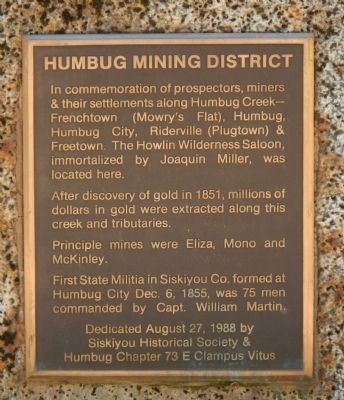 Humbug Mining District Marker image. Click for full size.