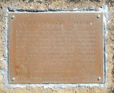 Cottonwood Basin Marker. Click for full size. Cottonwood Basin Marker image. Click for full size.