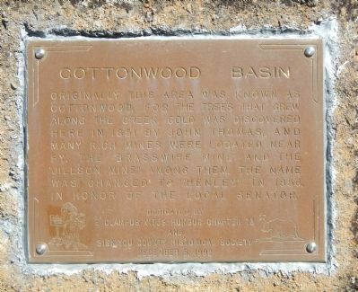 Cottonwood Basin Marker image. Click for full size.