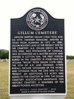 Gillum Cemetery Marker image. Click for full size.
