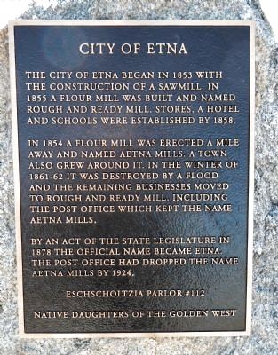 City of Etna Marker. Click for full size. City of Etna Marker image. Click for full size.