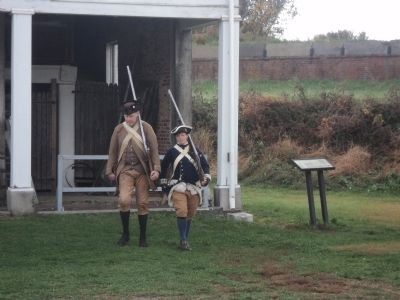 Continential Soldiers at the Artillery Shed Marker image. Click for full size.
