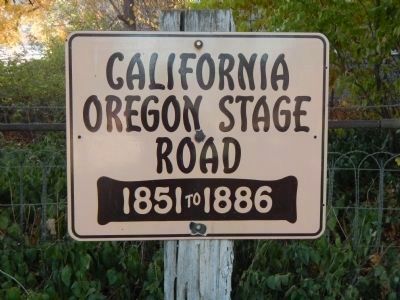 "California Oregon Stage Road, 1851 to 1886" Plaque image. Click for full size.