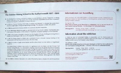 The Eisleber Mining School in the Katharinenstift 1817 - 1844 Marker Detail image. Click for full size.