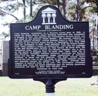 Camp Blanding Marker. Click for full size. Camp Blanding Marker image. Click for full size.
