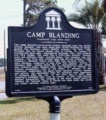 Camp Blanding Marker reverse image. Click for full size.