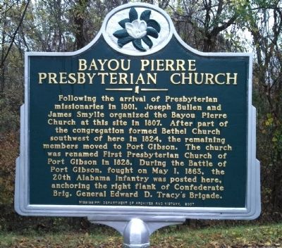 Bayou Pierre Presbyterian Church Marker image. Click for full size.