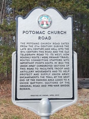 Potomac Church Road Marker image. Click for full size.