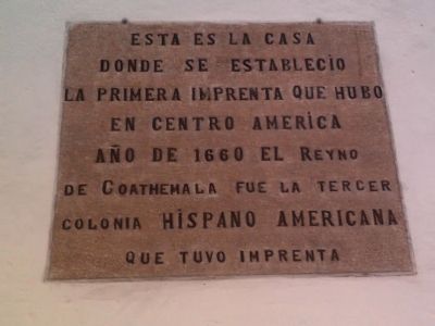 First Printing Press in Central America Marker image. Click for full size.