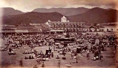 Central Park of Antigua with Municipality (two-story building at center right).. Click for full size. Central Park of Antigua with Municipality (two-story building at center right). image. Click for full size.