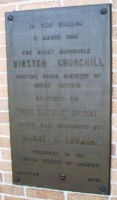Churchill's "Iron Curtain" Speech Marker image. Click for full size.