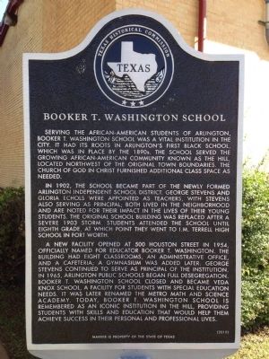 Booker T. Washington School Texas Historical Marker image. Click for full size.