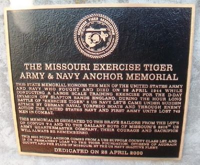 The Missouri Exercise Tiger Army & Navy Anchor Memorial Marker image. Click for full size.