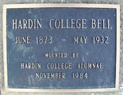 Hardin College Bell Marker image. Click for full size.