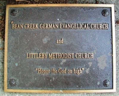 Bean Creek German Evangelical Church and Littleby Methodist Church Bell Marker image. Click for full size.