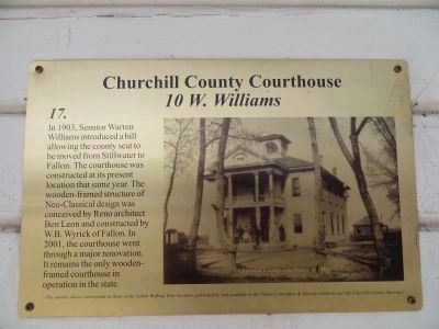 Churchill County Courthouse- Lower Marker. Click for full size. Churchill County Courthouse- Lower Marker image. Click for full size.