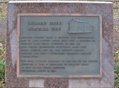 Richard Sears Memorial Park Marker. Click for full size. Richard Sears Memorial Park Marker image. Click for full size.