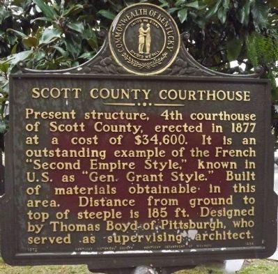 Scott County Courthouse side of the marker image. Click for full size.