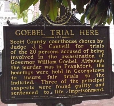 Goebel Trial Here side of the marker image. Click for full size.