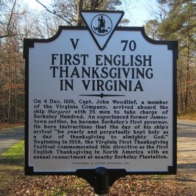 First English Thanksgiving in Virginia Marker image. Click for full size.