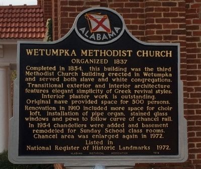 Wetumpka Methodist Church Marker. Click for full size. Wetumpka Methodist Church Marker image. Click for full size.