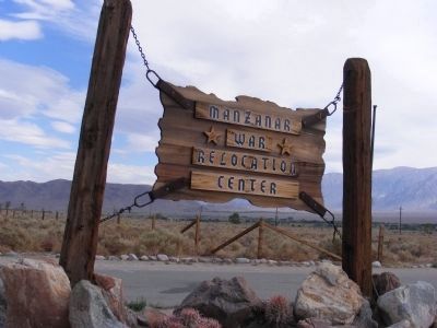 Manzanar Entrance Sign. Click for full size. Manzanar Entrance Sign image. Click for full size.