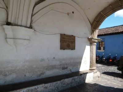 Wide view of Antigua Guatemala UNESCO World Heritage Site Marker. Click for full size. Wide view of Antigua Guatemala UNESCO World Heritage Site Marker image. Click for full size.