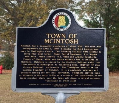 Town of McIntosh Marker (side 1) image. Click for full size.
