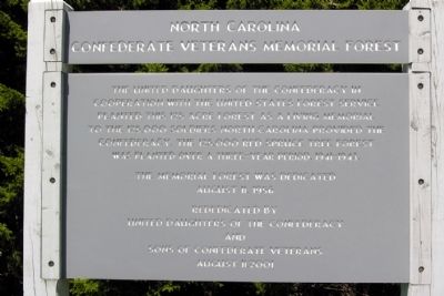 North Carolina Confederate Veterans Memorial Forest Marker image. Click for full size.