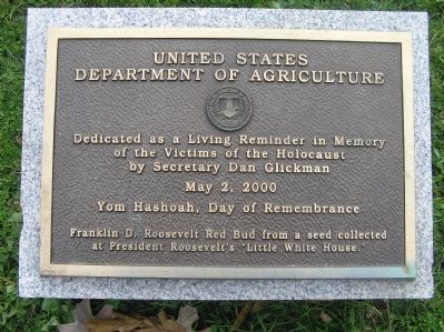 USDA Holocaust Memorial Tree Marker. Click for full size. USDA Holocaust Memorial Tree Marker image. Click for full size.