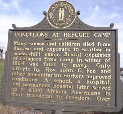 Conditions at Refugee Camp Marker. Click for full size. Conditions at Refugee Camp Marker image. Click for full size.