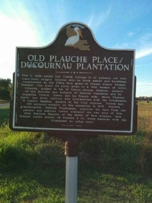 Old Plauche Place / Ducournau Plantation Marker (side 1) image. Click for full size.