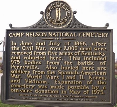 Reverse - Camp Nelson National Cemetery Marker. Click for full size. Reverse - Camp Nelson National Cemetery Marker image. Click for full size.