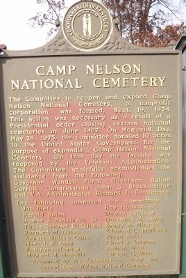 Camp Nelson National Cemetery Marker. Click for full size. Camp Nelson National Cemetery Marker image. Click for full size.