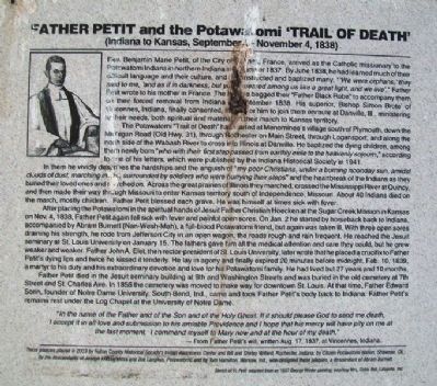 Father Petit and the Potawatomi 'Trail of Death' Marker image. Click for full size.
