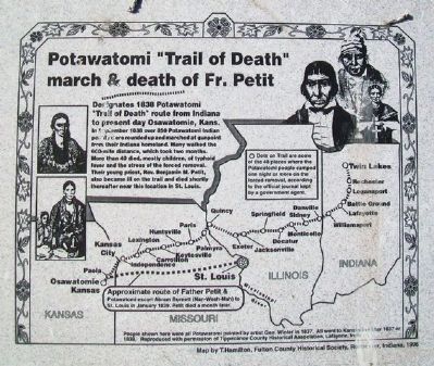 Potawatomi "Trail of Death" march & death of Fr. Petit Marker image. Click for full size.