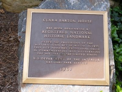 Clara Barton House Marker. Click for full size. Clara Barton House Marker image. Click for full size.