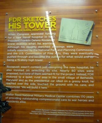"FDR Sketches His Tower and a new Naval Hospital is born . . ." image. Click for full size.