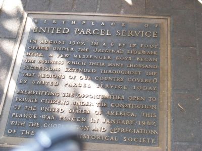 Birthplace of United Parcel Service Marker image. Click for full size.