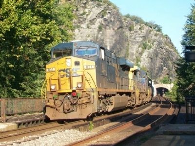 Westbound CSX Freight Passing Former B&O Station. Click for full size. Westbound CSX Freight Passing Former B&O Station image. Click for full size.