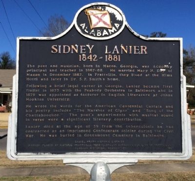 Sidney Lanier (1842-1881) Marker. Click for full size. Sidney Lanier (1842-1881) Marker image. Click for full size.
